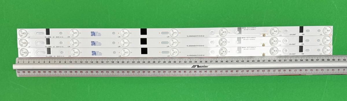 Led backlight strip for tv MANTA / SKYMASTER 32" set 3pcs X HL-00320A28-0701S-05 A3 , ZDCX32D07-ZC14FG-05 , MS-L0858 V2 , 7LED , 3V , 596MM