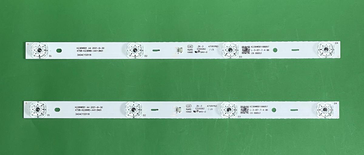 Led backlight strip for tv MANTA 24" set 2pcs X K236WDD1 A4 4708-K236WD-A4113N01 , 4LED , 3V , 330MM ,