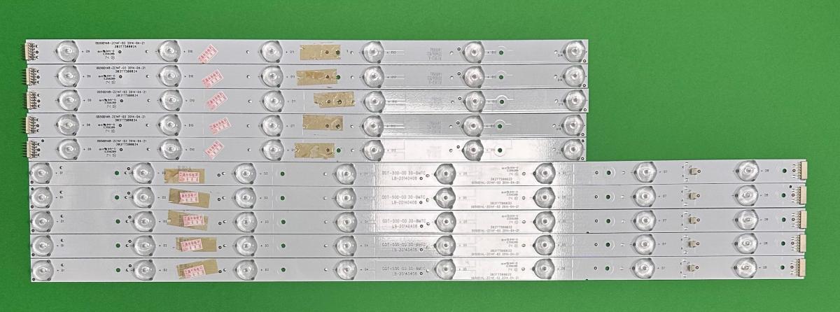 Led backlight strip for tv GPX 50" set 10pcs , 5pcs X 0D50D14L-ZC14F-05 & 5pcs X 0D50D14R-ZC14F-03 , 0DT-500-0D 30-BMTC , 303TT500035 & 303TT500036 ,
